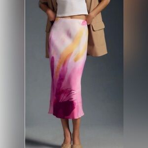 THE ELYSE MIDI SLIP SKIRT pink purple  xs anthropologie